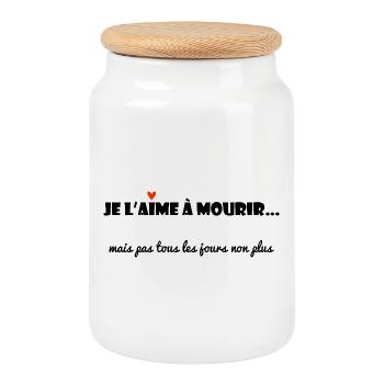 JE T'AIME. MESSAGE. CITATIONS. HUMOUR. AMOUR - Boîte à biscuits avec couvercle en bois - blanc - Devant