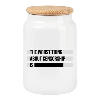 The Worst Thing About Censorship Is Lustig Ironie - Keksdose mit Holzdeckel - Weiß - Vorne