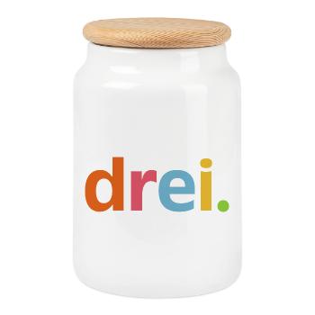 3rd Birthday Boy – 3 Years Three - Cookie Jar with Wooden Lid - white - Front