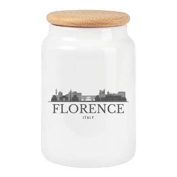 Silhouette de Florence en Italie, silhouette de Florence - Boîte à biscuits avec couvercle en bois - blanc - Devant