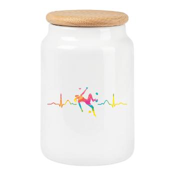 Boulderer heartbeat Bouldering Bouldering - Cookie Jar with Wooden Lid - white - Front