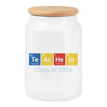 Teacher Periodic Table Class Of 2026 - Keksdose mit Holzdeckel - Weiß - Vorne