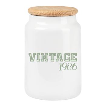 40 Years 1986 Vintage Retro Birthday Gift - Cookie Jar with Wooden Lid - white - Front