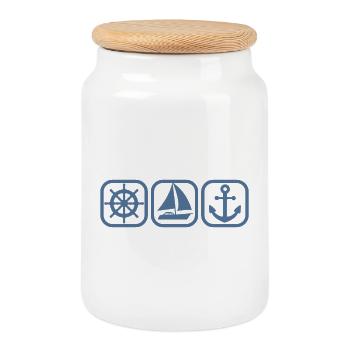 Navigateur Plaisancier Capitaine Voilier Ancre Voile - Boîte à biscuits avec couvercle en bois - blanc - Devant