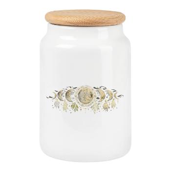 Pharmacist Herb Collector Pharmacist Moon Phases - Cookie Jar with Wooden Lid - white - Front