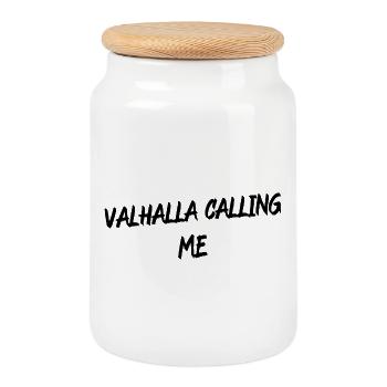 Valhalla Calling Me Shirt – Mythologie viking nordique - Boîte à biscuits avec couvercle en bois - blanc - Devant