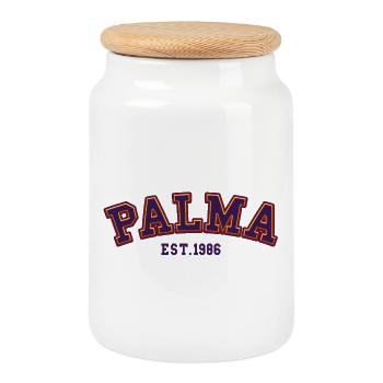 Palma gegründet 1986 - Keksdose mit Holzdeckel - Weiß - Vorne