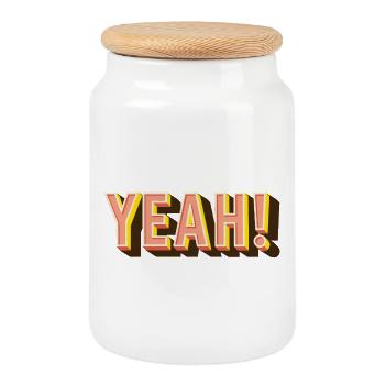 YEAH Retro Pop Font - Cookie Jar with Wooden Lid - white - Front