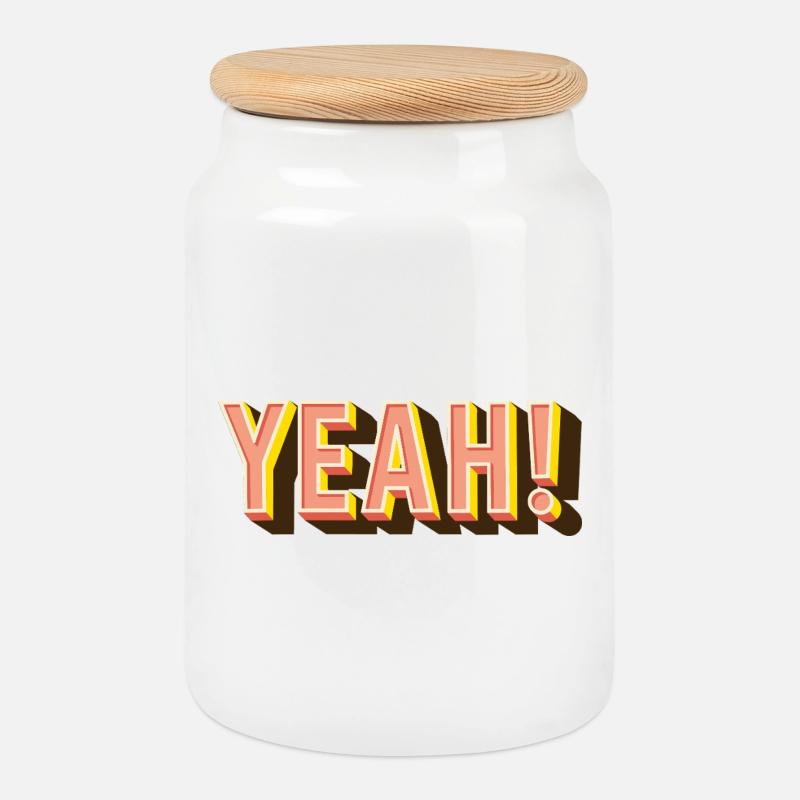 YEAH Retro Popschrift - Keksdose mit Holzdeckel - Weiß
