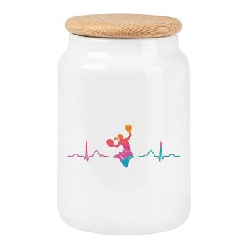 Cheerleader Cheer Mom Cheerleading - Cookie Jar with Wooden Lid - white - Front