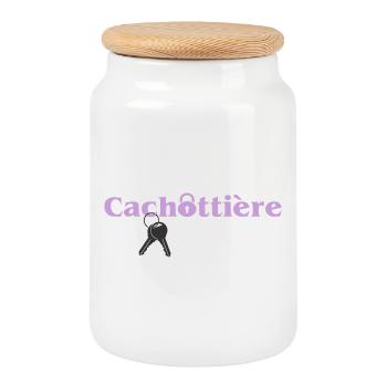 Cachottière Clés et Mystère - Boîte à biscuits avec couvercle en bois - blanc - Devant