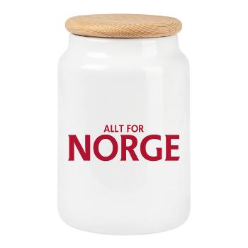 Allt för Norge – logo patriotique - Boîte à biscuits avec couvercle en bois - blanc - Devant