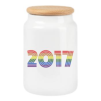 2017 - Keksdose mit Holzdeckel - Weiß - Vorne