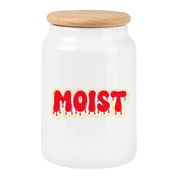 Mot-mot en police grasse humide - Boîte à biscuits avec couvercle en bois - blanc - Devant