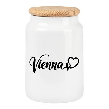I love Vienna heartbeat Vienna - Cookie Jar with Wooden Lid - white - Front