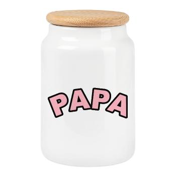 Dad Hearts Print - Cookie Jar with Wooden Lid - white - Front