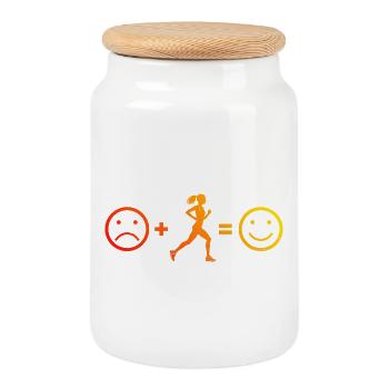 Marathonlaufen Geschenkidee für die Laufsportlerin - Keksdose mit Holzdeckel - Weiß - Vorne
