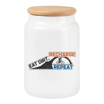 Recharge de Nourriture Saleté, Répéter EMTB - Boîte à biscuits avec couvercle en bois - blanc - Devant