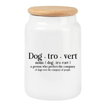 Dogtrovertiert Introvertiert Hundebesitzer - Keksdose mit Holzdeckel - Weiß - Vorne