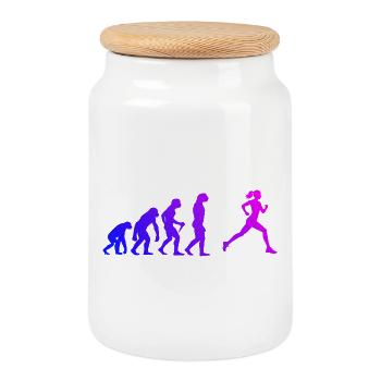 Gift idea for a running with running - Cookie Jar with Wooden Lid - white - Front
