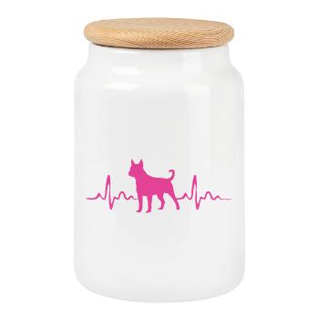 Staffordshire Bull Terrier - Cookie Jar with Wooden Lid - white - Front