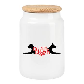 Dogues allemands - T / P - Boîte à biscuits avec couvercle en bois - blanc - Devant