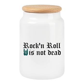 rock and roll is not dead - Keksdose mit Holzdeckel - Weiß - Vorne