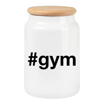 GYM Addict Muscle Training Fitness - Cookie Jar with Wooden Lid - white - Front