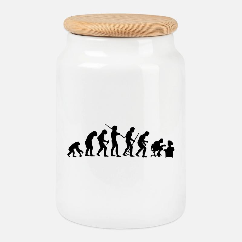 Evolution - Keksdose mit Holzdeckel - Weiß