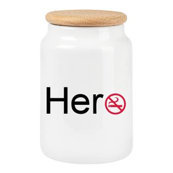 Hero fumeurs héros non-fumeurs Cadeau de sort - Boîte à biscuits avec couvercle en bois - blanc - Devant