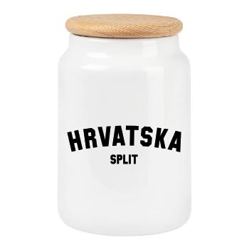 SPLIT, Hrvatska, Croatie, Croatie - Boîte à biscuits avec couvercle en bois - blanc - Devant