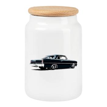 Chevy II Nova Super Sport Back - Cookie Jar with Wooden Lid - white - Front