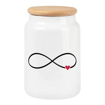infini coeur - Boîte à biscuits avec couvercle en bois - blanc - Devant