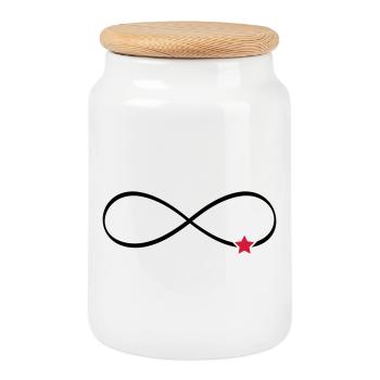 Star infinity symbol infinity sign - Cookie Jar with Wooden Lid - white - Front