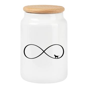 Dog Infinite Love - Dog Design - Cookie Jar with Wooden Lid - white - Front