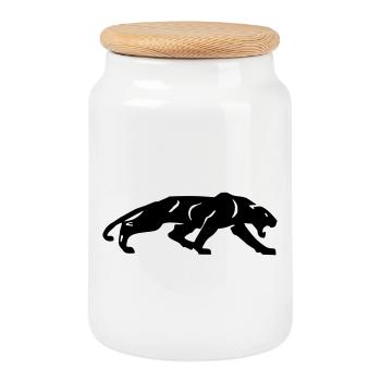 Schwarzer Panther - Keksdose mit Holzdeckel - Weiß - Vorne