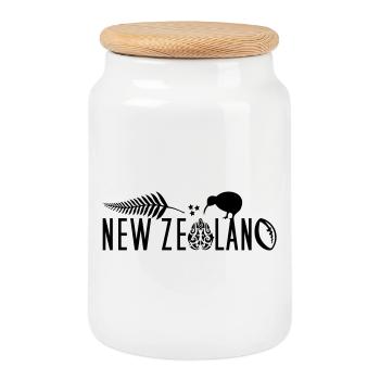 Neuseeland Kiwi Segeln Rugby Maori - Keksdose mit Holzdeckel - Weiß - Vorne