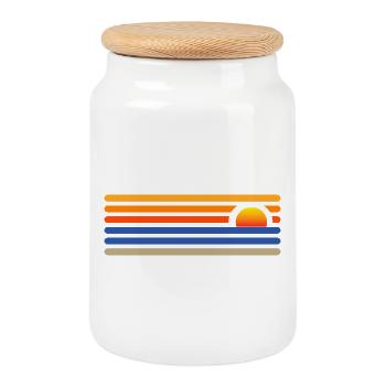 Coucher de soleil sur la plage - Boîte à biscuits avec couvercle en bois - blanc - Devant