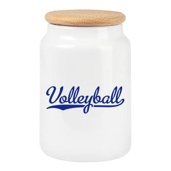 Volleyball - Keksdose mit Holzdeckel - Weiß - Vorne