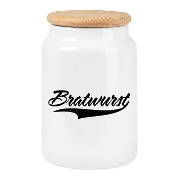 bratwurst - Keksdose mit Holzdeckel - Weiß - Vorne