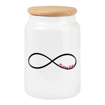 Infinity Sign Family - Cadeau - Boîte à biscuits avec couvercle en bois - blanc - Devant