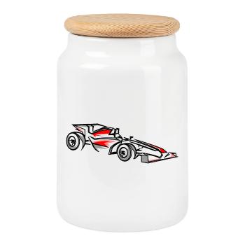 Illustration de voitures de course Conception du sport automobile - Boîte à biscuits avec couvercle en bois - blanc - Devant