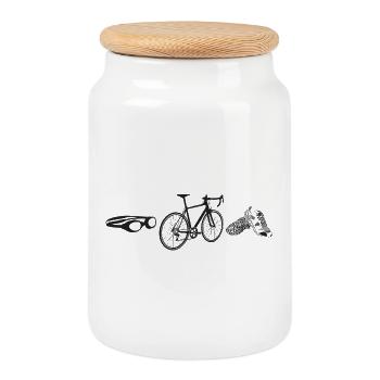 Triathlon - Equipment - Keksdose mit Holzdeckel - Weiß - Vorne