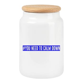 #You need to calm down - Blue! - Cookie Jar with Wooden Lid - white - Front