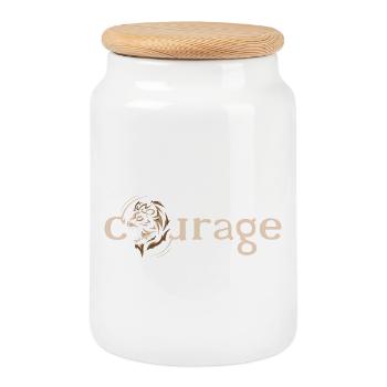 Courage Courage Lion Motivation Force Strength Logo - Boîte à biscuits avec couvercle en bois - blanc - Devant