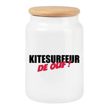Kiteboarding / Kitesurfing / Kitesurf / - Boîte à biscuits avec couvercle en bois - blanc - Devant