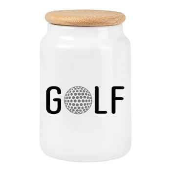 Le golf - Boîte à biscuits avec couvercle en bois - blanc - Devant