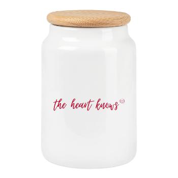 Le cœur sait (rouge) - Boîte à biscuits avec couvercle en bois - blanc - Devant