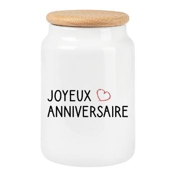 HAPPY BIRTHDAY. HAPPY BIRTHDAY. - Cookie Jar with Wooden Lid - white - Front