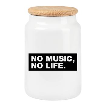 No Music No Life - Cookie Jar with Wooden Lid - white - Front